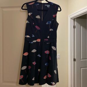 Draper James navy umbrella cotton/elastine dress with pockets